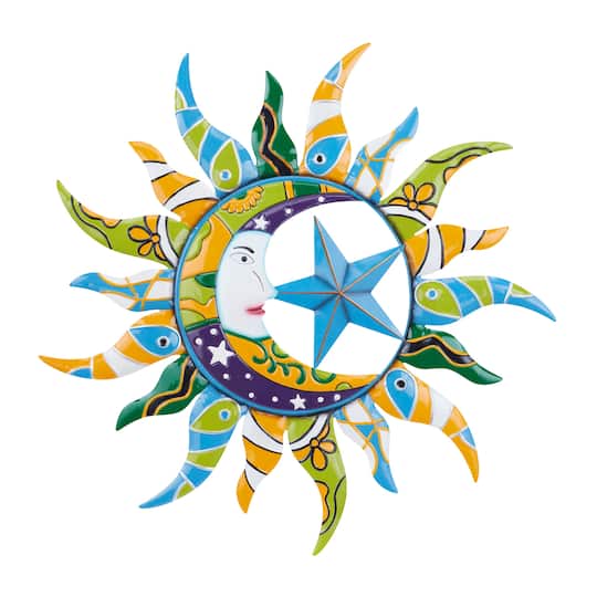 Multi Colored Iron Eclectic Stars Wall Decor, 36" x 2" x 36"